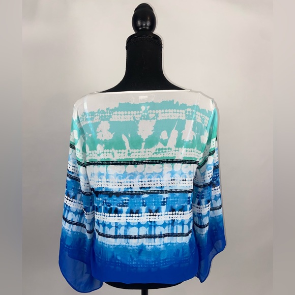 Blouse Top Alfani Blue Sheer Large Petite - Picture 6 of 9